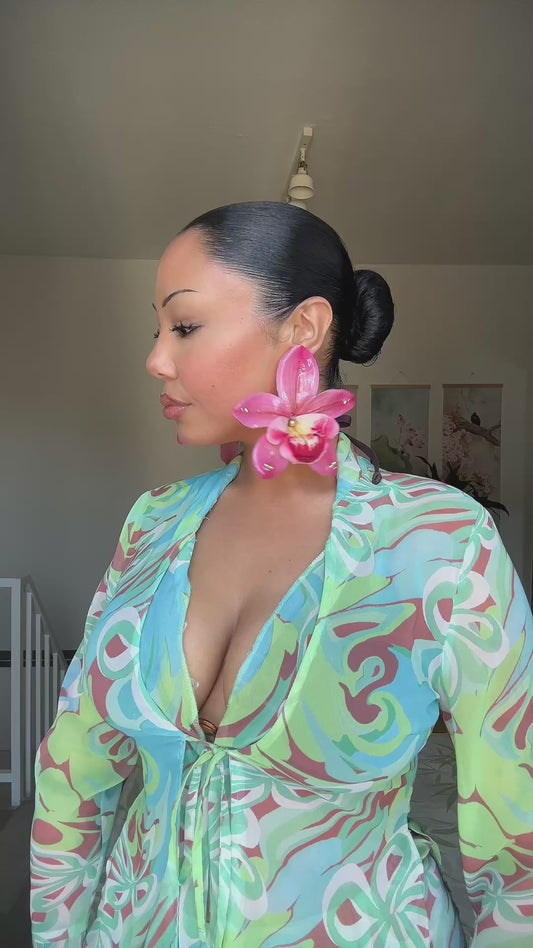 PINK DRAGONFRUIT LILY EARRINGS - XL